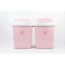 Pink Swing Lid Trash Can with Copyright Registered Bow Decoration, Small Plastic Waste Bin for Bathroom Bedroom Office Vanity, Smooth Opening Lid Garbage Can 2PCS, Pink, 2.11 Gallons