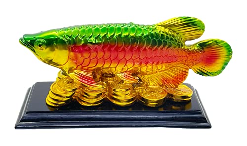 Image of Fengshui Exclusive Medium Size Polyresin Multicolor Arowana Fish Showpiece for Office Decor, Home Decoration (AF-2562)