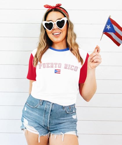 Boricua Puerto Rican Shirt Women Puerto Rico Flag T-Shirt Cute PR Puerto Rican Pride Color Block Tee top2