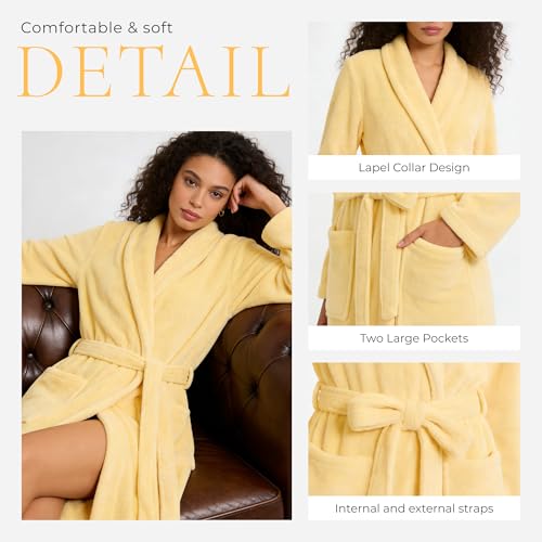 Image of HEARTNICE Womens Fleece Robes, Soft Plush Long Bathrobe, Thick Kimono Robes for Womens, Warm House Coat