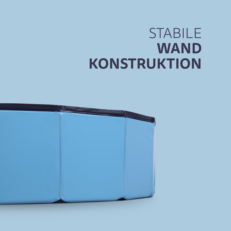 Hundepool Swimmpingpool für Hunde (Ø80cm x 20cm) Rutschfester Boden und Ablassventil - Faltbar aus PVC - Bällebad - Stabile Wand