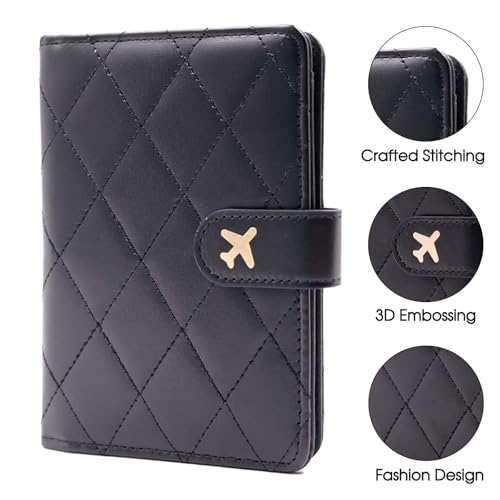 Image of Melsbrinna Premium Leather Passport Holder Covers Case, Waterproof Rfid Blocking Travel Wallet Passport Holder with Pen Holder, Cute Passport Book for Women /Men