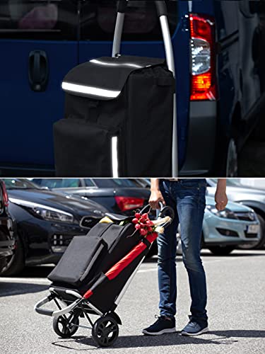 Meister Einkaufstrolley - 56 Liter - Extra große Reifen - Mit Kühlfach - Abnehmbare & regenfeste Tasche - Aufhängung für den Einkaufswagen / Klappbarer Shopper / Einkaufsroller / Handwagen / 6816800 – Bild 6