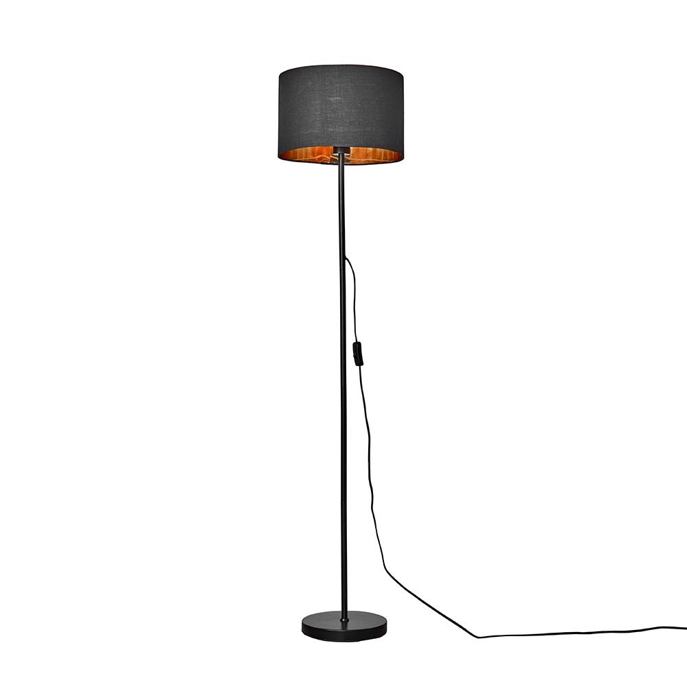 MiniSun | Modern Standard Floor Lamp in a Black Metal Finish with a Black/Gold Drum Shade | Floor Lamps & Torchieres, Home Décor & Improvement Essential