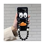 Galaxy Z Flip 4 Case with Strap Bracelet, Kawaii Cartoon Pattern Cover Case with Hinge Protection fo