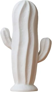 VOSAREA White Ceramic Cactus Figurine - Minimalist Statue Jewelry Holder, Porch Home Office Decor Ornament