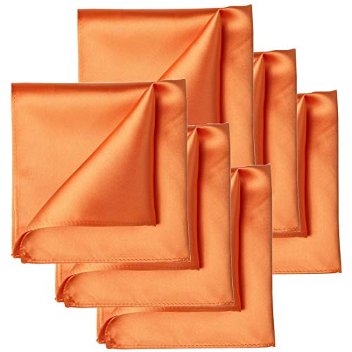 Image of KissTies 6PCS Satin Pocket Square Plain Color Handkerchief Gift Set