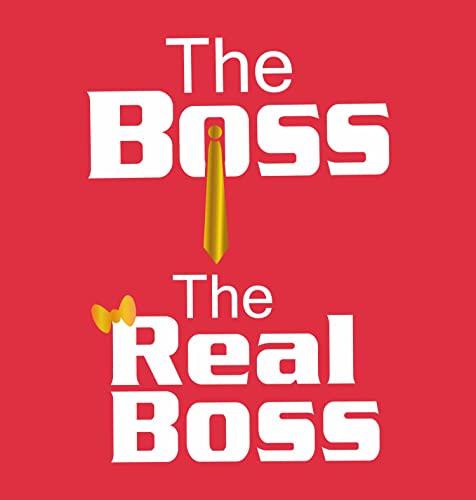 Image of Hangout Hub Hangout-Hub024$P Couple Tshirts for Couples | Printed The Boss The Real Boss T-Shirts | Men's and Women's Round Neck T-Shirt (Pack of 2, Cotton, Half Sleeves)