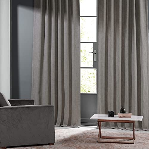 HPD Half Price Drapes Monochromatic Room Darkening Curtain - Linen Texture 50 X 96 (2 Panels), LNMC-2058-96, Warm Stone Grey - Image 2