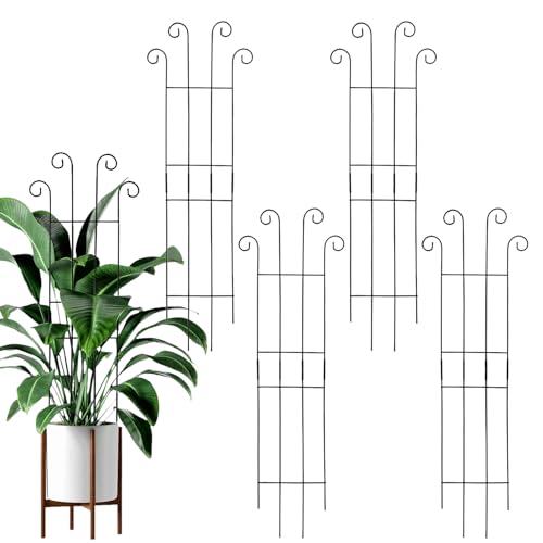 Trellis Fence Panels - Garden Trellis For Climbing Plants | Sturdy GardenTrellis For Potted Plants | Metal Iron Decorative Stand Rust-Proof Support For Vegetable Cucumber Bean Pea Gardening Backyard