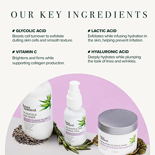 Instanatural 30% Glycolic Acid Aha Bha Chemical Peel, Glycolic Acid Peel With Vitamin C, Lactic Acid, Hyaluronic Acid And Salicylic Acid, Bha Chemical Exfoliant For Face #TOP2