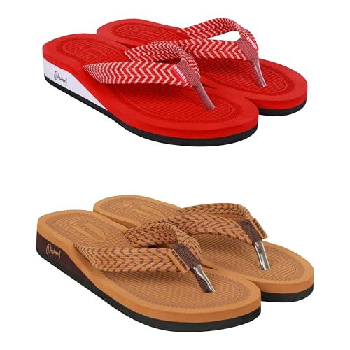 Image of Dashny Women's (1436-1434) |Extra Super Soft Comfortable Slippers |Red Brown Casual Slides Slippers