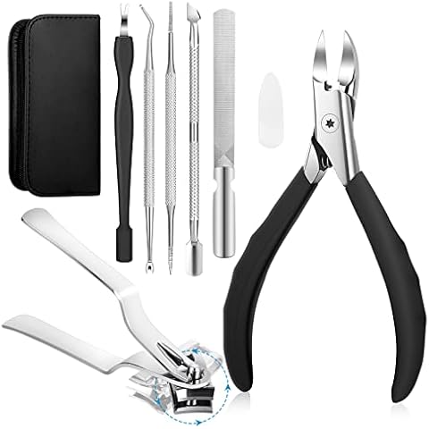 MojiDecor Ingrown Toenail Filae and Ingrowing Toenail File, Professional Nail Care Set 7PCS Premium Stainless Steel Manicure Pedicure Set, Nail Nipper Nail Slider Nail File and Ingrown Toe Tool Cover