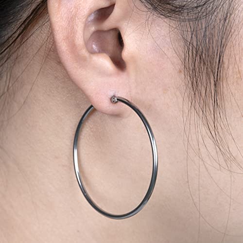 Limerencia Hypoallergenic Pure Titanium Twisted Rope Round Hoop Earrings For Women (43Mm Thin Round Hoop, Silver)… #TOP2