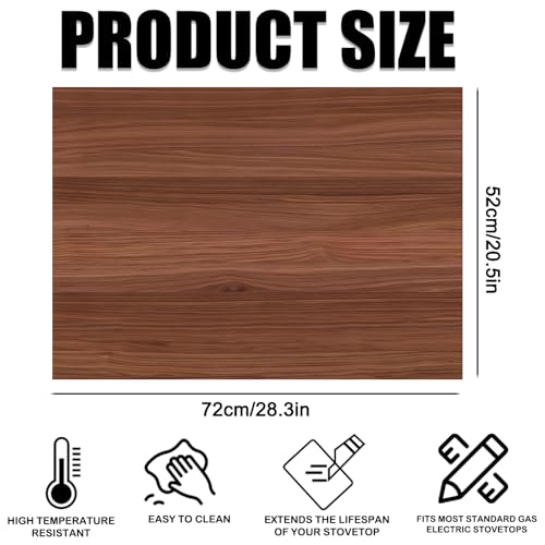 Image of Nuxovilar Stove Top Cover for Electric Stove, 20x28 Inch Polyester Glass Cooktop Protector with Dark Wood Grain Texture, for Kitchen Decor & Daily Use