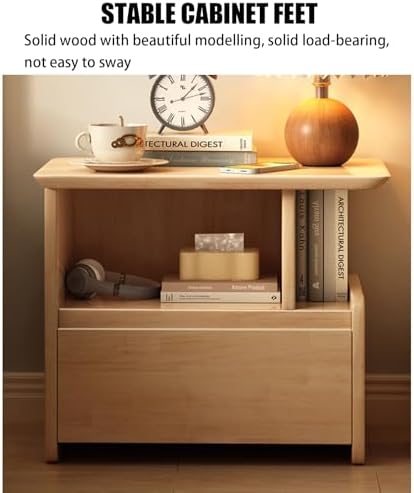 Retro Dark Wood Nightstand, Fully Assembled Rectangle End Table with Storage, Stylish Phone Table for Bedroom, Living Room, and Office - Elegant White Finish