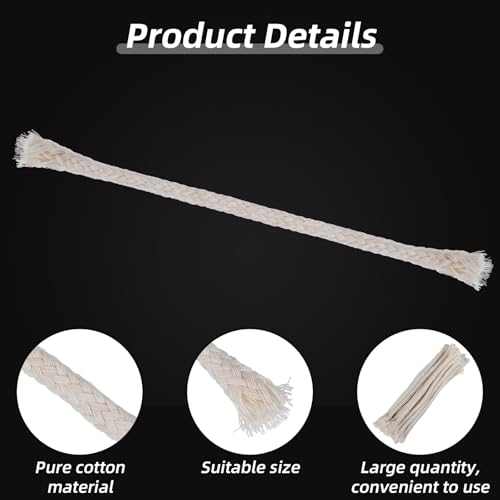 APLZGMG 20 Pcs Replacement Oil Lamp Wicks, 1/4 Inch Round Cotton Tiki Torch Wick for Oil Lamps, Tiki Wicks Replacement for Kerosene Lamp, Oils Lantern, Wick for Tikis Torches Candle Making Supplies