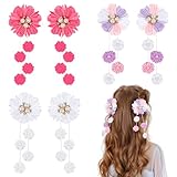 Flower Hair Bows Clips for Girls Hair Accessories for Girls Flower Bow Clips Girls Hair Accessories for Toddlers Kids Grosgrain Ribbon flower With Alligator Clips 6PCS