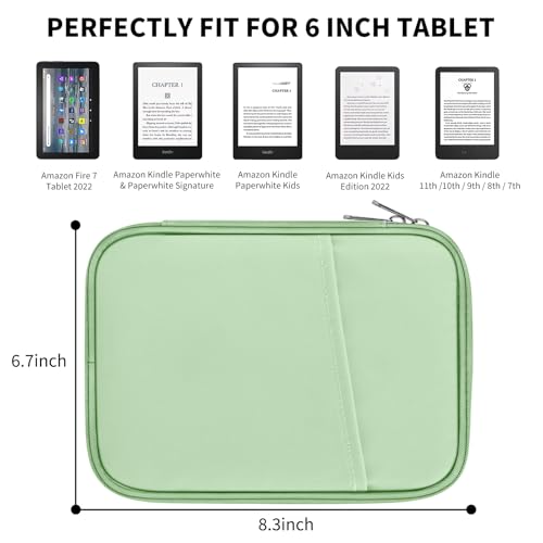 Image of HoYiXi Universal Sleeve Bag for 6 inch,6.8 inch,7 inch Kindle Paperwhite /Colorsoft 2024-2012 Compatible with 6 inch-6.8 inch All-New Kindle /Kobo /Tolino /Sony,6 inch EReader with Anti-Drop Protective Cover,Green
