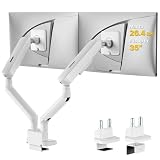 monTEK Mechanical Spring Dual Monitor Arm for 27 32 34 inch Screens White