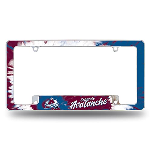 Rico Industries NHL Colorado Avalanche Tie Dye 12" x 6" Chrome All Over Automotive License Plate Frame for Car/Truck/SUV