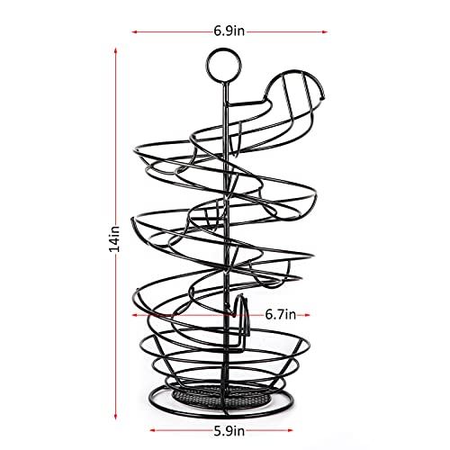 Black Metal Egg Skelter, Spiral Design Egg Dispenser Rack Holder With Storage Basket For Countertop, Kitchen #TOP1