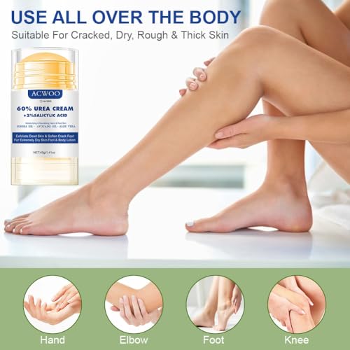 ACWOO Hydrating and Anti-Cracking Foot Cream, Urea Fußcreme 60%, Fusscreme Sehr Trockene Füsse, Heel Balm lindert Juckreiz für Trockene, Rissige Füße, Fersen, Ellbogen,40g