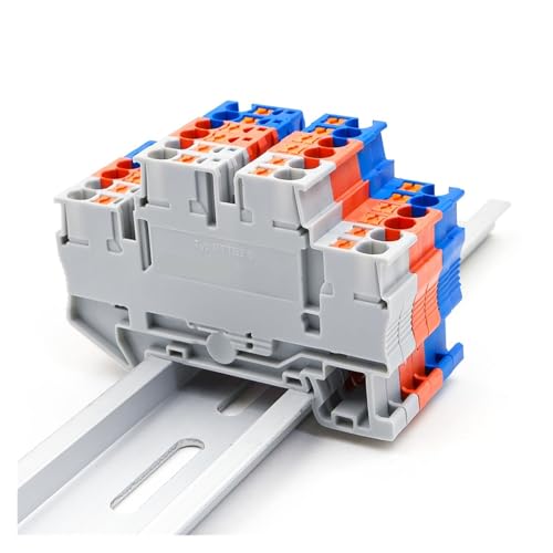 Bloques de terminales de riel DIN PTTB 2.5, conectores de resorte de doble capa naranja 6