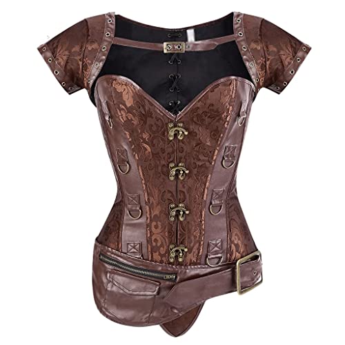 Corset corsage pour femme noir avec poches amovibles et zip avant