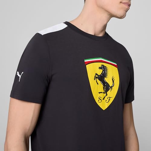PUMA Scuderia Ferrari F1 Men's Tshirt with Large Scudetto Shield Logo - Black - Size: Medium - Image 6