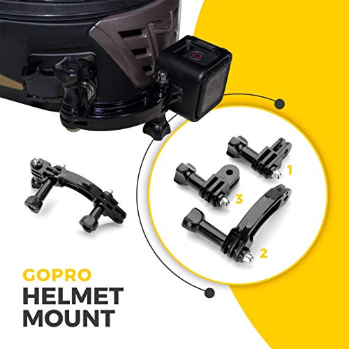 Image of MiPremium Rotary Extension Arm Helmet Mount Set for GoPro Hero 13 12 11 10 9 8 7 6 5 4 Session Black Silver XIAOYI 4K SJCAM Sports Action Camera Accessories Kit Motorcycle Curved Chin Pivot Connector