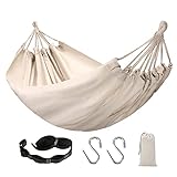 ADVOKAIR Hammock Single Person Canvas Cotton Hammock Portable Hanging Swing Bed for Camping Outdoor Indoor