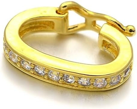 LiQunSweet 10 Pcs Cubic Zirconia Shortener Clasp Golden Enhancer Push Clasp with Secure Lock Strand Shortener Openable Lock Extender for Necklace DIY Jewelry Crafts Making