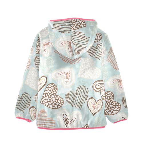 OTVEE Valentine Blue Brown Love Heart Kids Hoodie Jacket Fall Spring Full Zip Warm Outwear Coat2