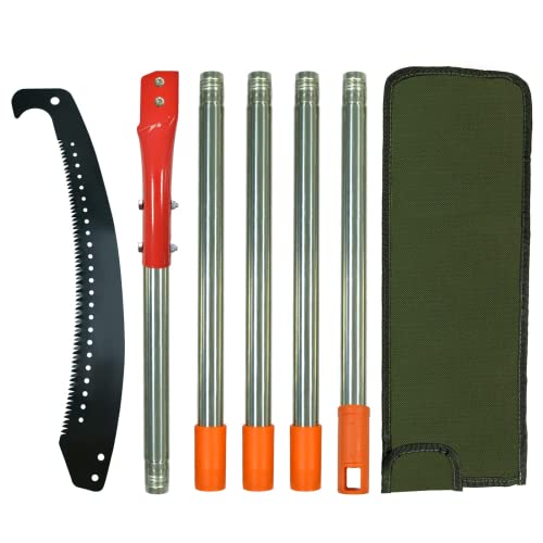 Scie à élagueuse avec manche de 2,4 m -Longueur réglable – Scie à arbre -Kit d&rsquo;outils de jardinage-Barre haute tension avec sac de transport-Coupe proprement et rapidement pour les branches