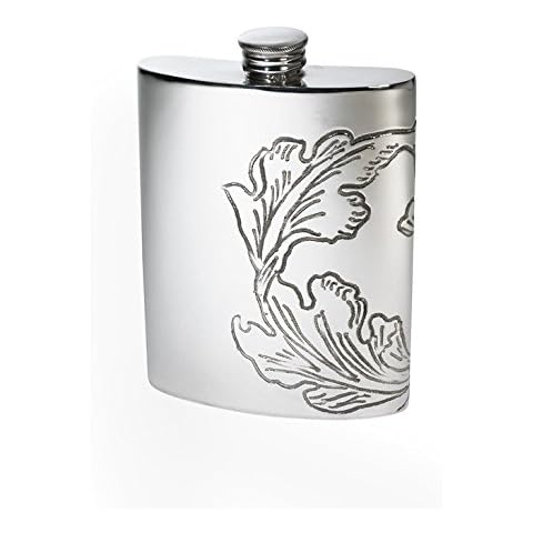 Wentworth Pewter - Acanthus peltre riñón petaca, 6 oz capacidad Cover