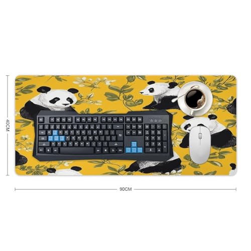 Tapis de souris de jeu panda jaune xxl pour travailler et jouer