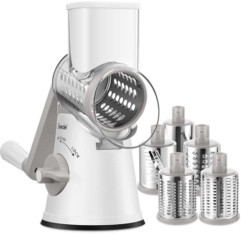 Geedel Rotary Cheese Grater Cheese Shredder with 5 Interchangeabl...