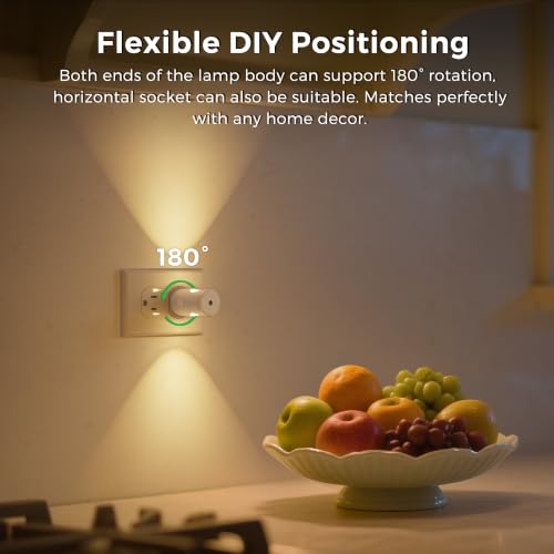Image of L LOHAS LED Night Lights Plug into Wall, Dimmable Night Light Plug in | 3000K /5000K /Amber, 5 Lever Brightness, Nightlight Dusk to Dawn, 180 Rotatable, Bedroom, Bathroom, Hallway, White, 2Pack