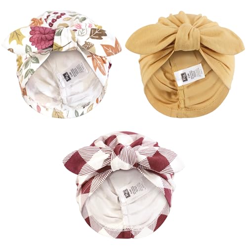 Hudson Baby Infant Girls Turban Cotton Headwraps, Acorn Botanical, 0-24 Months