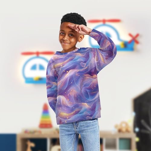 JUNZAN Blush Liquid Blue Purple Big Boys Pullover Hoodie Crewneck Tops Clothing Shirts Athletic 4T4