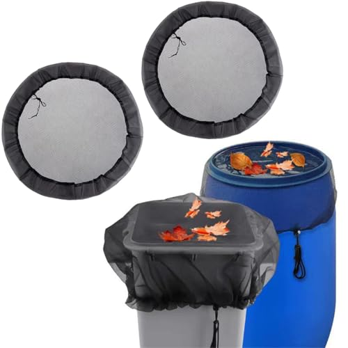 2 Pcs Filet pour Citerne de Pluie, 95 cm Housse pour Tonneau de Pluie avec Cordon de Serrage, Filet Recuperateur Eau, Réglable Filet Tonneau Eau, Protection Contre Les Moustiques et Les Feuilles