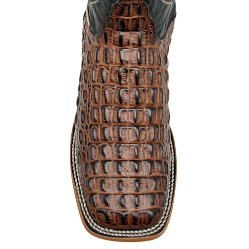 Image of Vaccari Men's Jackson Genuine Hornback Alligator Print Leather & NCAA League Embroidery Broad Square Toe Cowboy Boots