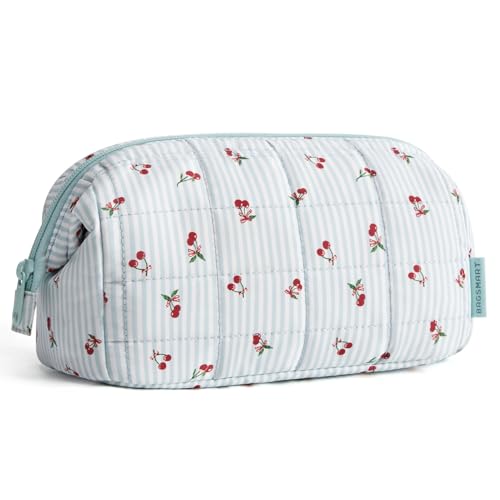 Image of BAGSMART Makeup Bag Travel Toiletry Bag, Puffy Padded Make Up Bags for Women Makeup Organizer Case, Wide-open Pouch Purse Travel Essentials Toiletries Accessories Brushes, Ditsy Cherry