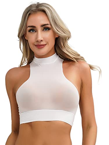Freebily Damen Sport BH Push Up Ohne Bügel Transparent Crop Top Fitness...