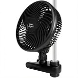 Hochwertiger Grow Clip-Ventilator EC-Motor, 10 Geschwindigkeitsstufen, 250 cm Kabel, Umluftventilator leise für Zelt, 20cm Durchmesser, 10W, 560 m3/h Luftstrom, 32 dBA - Perfekt für Growboxen