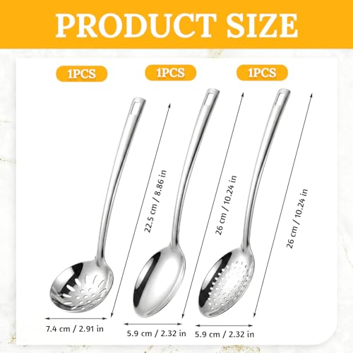 2Pcs Stainless Steel Serving Spoon, Serving Spoon for Mixing and Serving, Dishwasher Safe Kitchen Cooking Spoon, Slotted Spoon for Home (3pcs) - Image 3