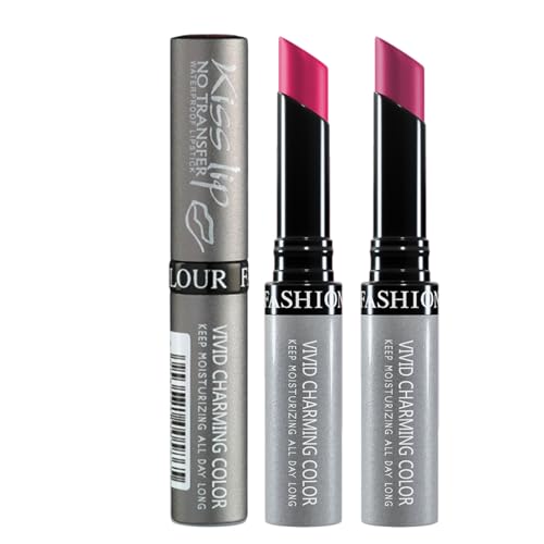 Image of Fashion Colour Kiss Lip No Transfer Lipstick, Waterproof, Smudgeproof, Long Lasting Combo (Rose Carmine & Light Pink)