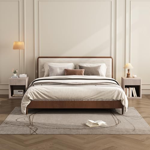 Image of OLIXIS Set of 2 Modern Nightstand, 22.7 inch Fluted Drawer Wood Bedside Table