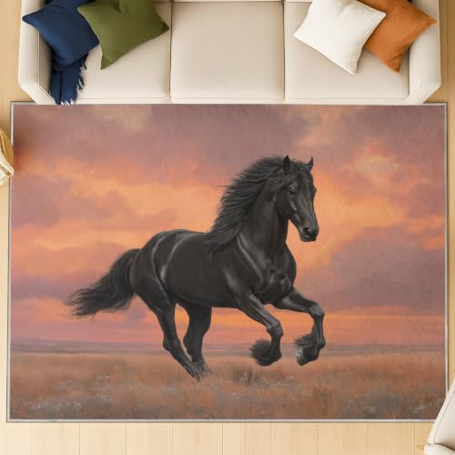Tapis de qualité supérieure motif cheval coucher de soleil - 3